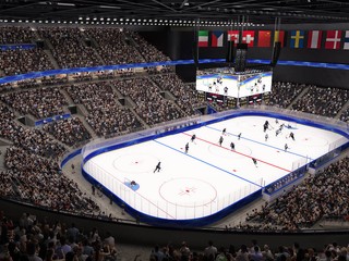 Vizualizácia ľadovej plochy v aréne Santagiulia v Miláne.