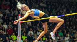  Louise Ekmanová (Švédsko) skáče do výšky v súťaži žien počas 32. ročníka atletického podujatia Banskobystricka latka