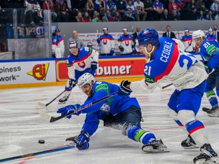 Fotka zo zápasu Slovensko - Slovinsko na MS v hokeji 2026.