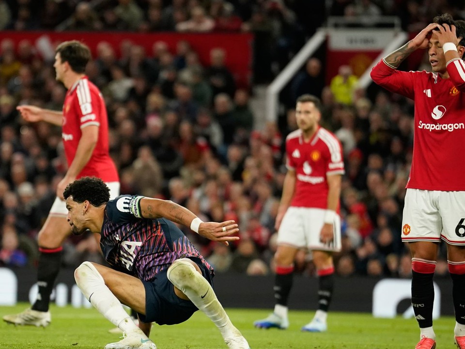 Momentka zo zápasu Manchester United - Tottenham. 