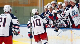 Slovenský hokejista Adam Sýkora sa teší z gólu.