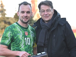 Šéf 1. FC Tatran Prešov Ľuboš Micheľ s kanonierom tímu Jozefom Dolným.