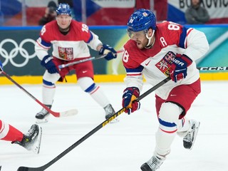 David Pastrňák v zápase Česko - Švajčiarsko na ZOH 2026.