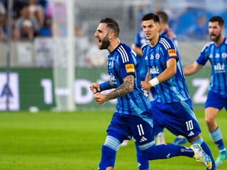 Tigran Barseghjan sa teší po góle v zápase Ligy majstrov ŠK Slovan Bratislava - APOEL Nikózia.