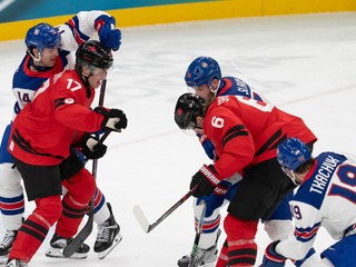Momentka zo zápasu Kanada - USA počas ZOH 2026.