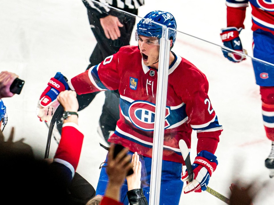 Juraj Slafkovský v zápase NHL Montreal Canadiens - Toronto Maple Leafs.