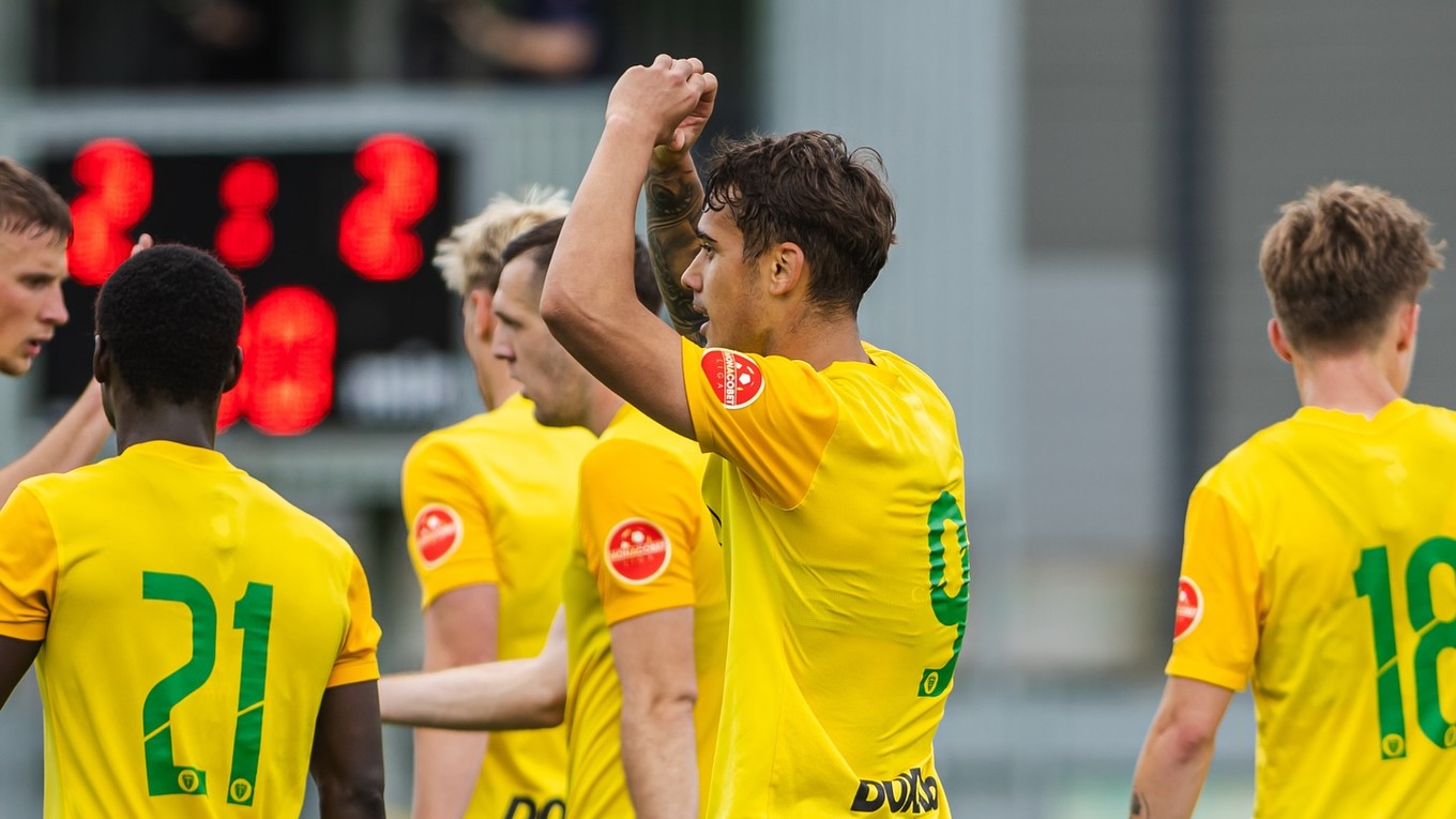 Lukáš Prokop sa teší po strelenom góle v drese MŠK Žilina B.