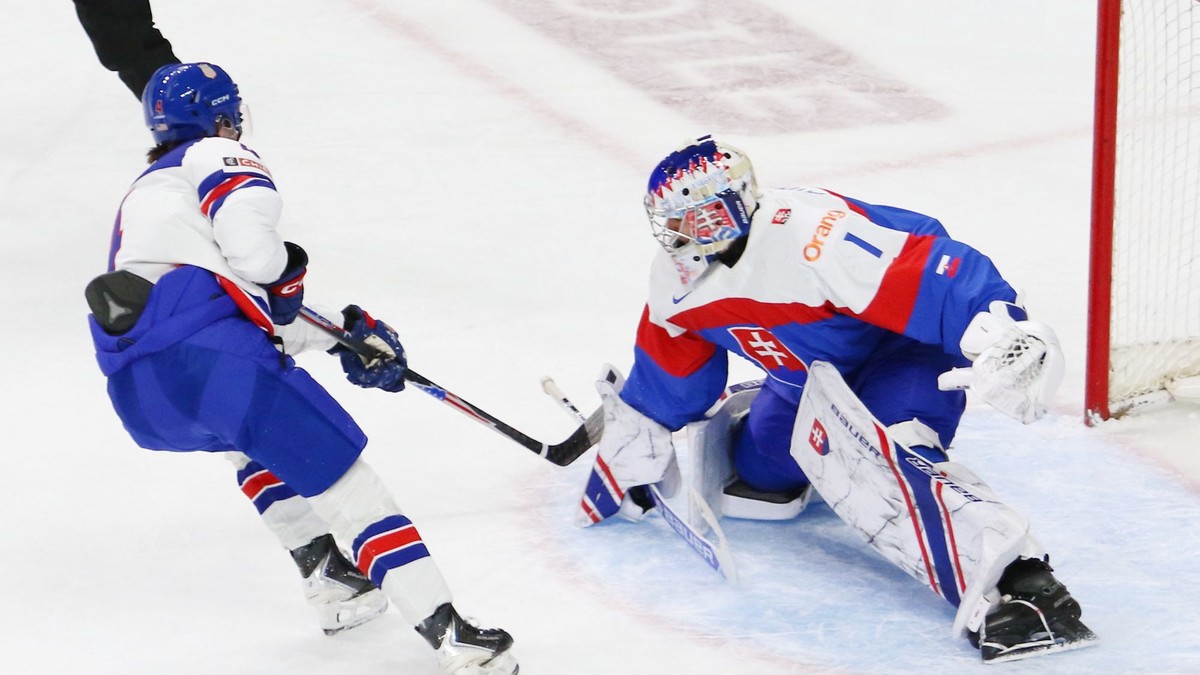 Fotka zo zápasu Slovensko - USA na MS v hokeji hráčov do 20 rokov 2026.