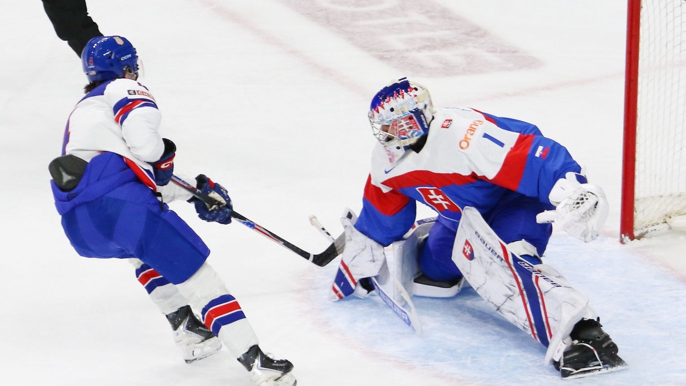 Fotka zo zápasu Slovensko - USA na MS v hokeji hráčov do 20 rokov 2026.