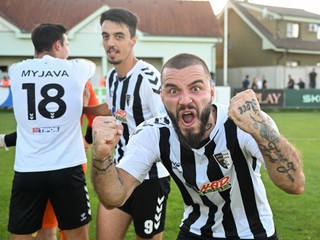 Radosť hráčov Spartaka Myjava.