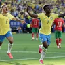 Brazílčan Vinícius Júnior sa teší z gólu v zápase proti Maroku na MS vo futbale 2026.