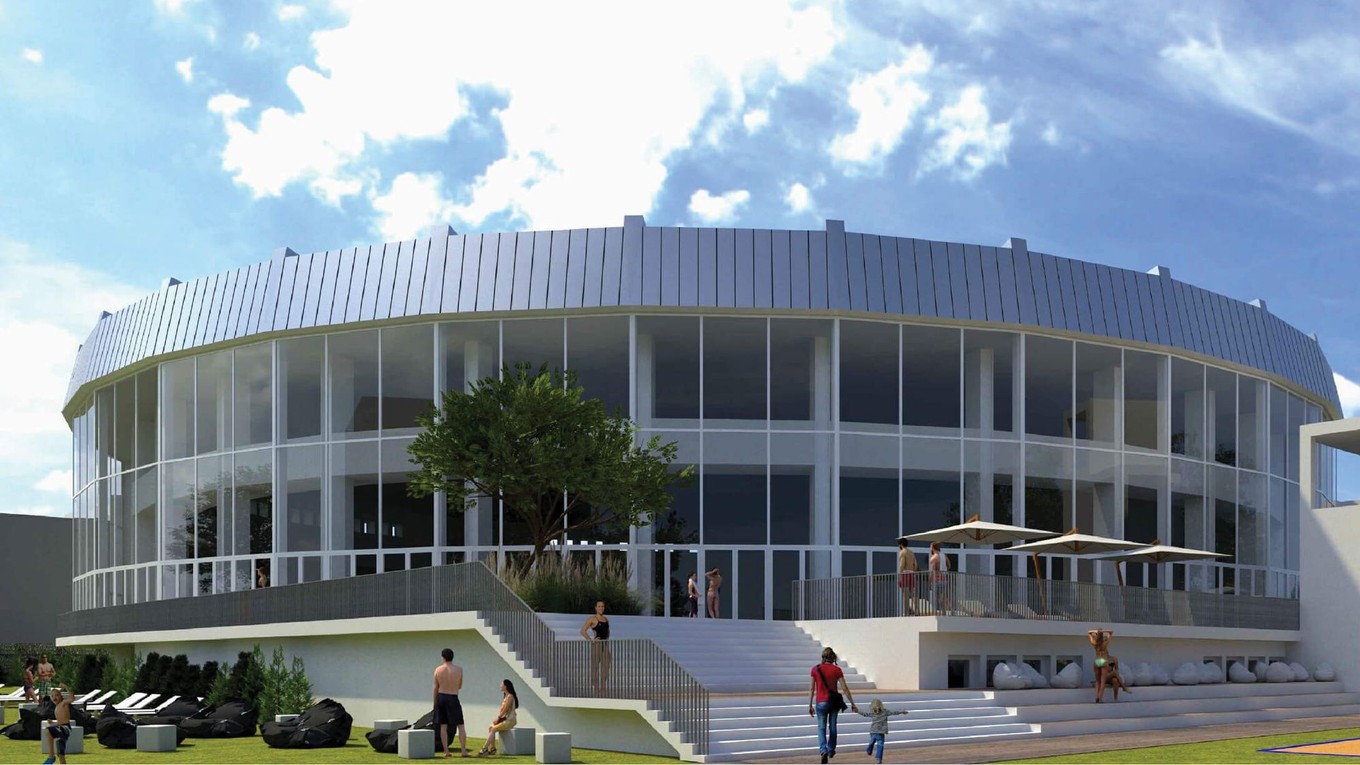 Vizualizácia Národného olympijského centra plaveckých športov v Košiciach