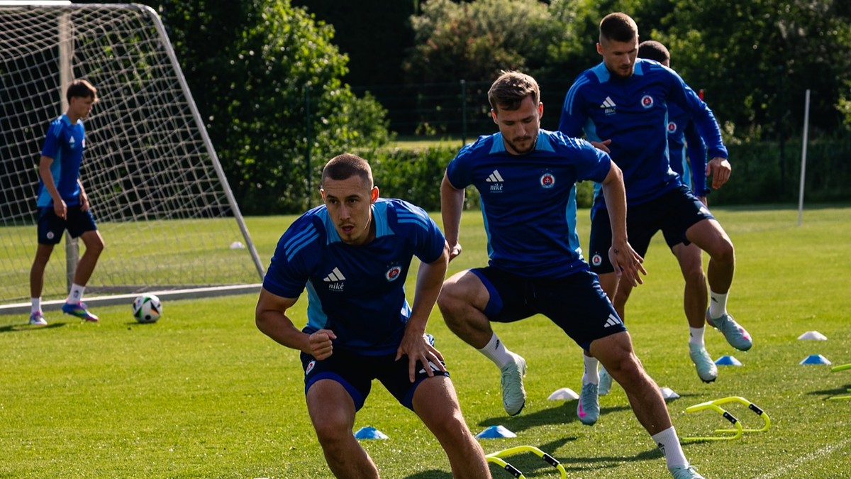 Futbalisti Slovana počas tréningu