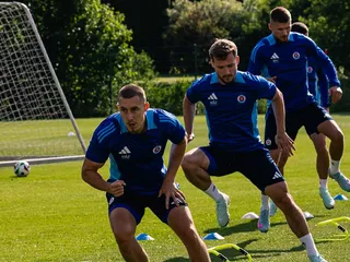Futbalisti Slovana počas tréningu