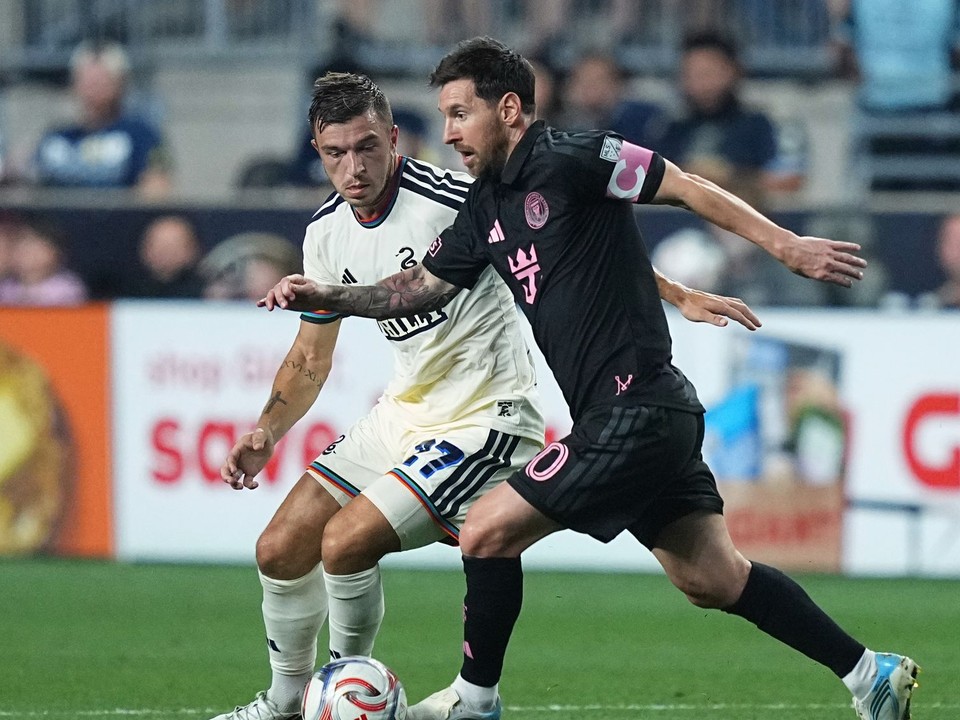 Lionel Messi v zápase proti Philadelphii.