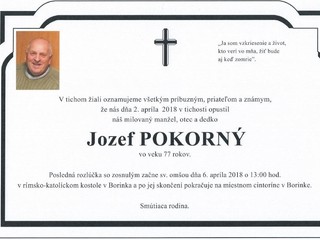 ZOMREL JOZEF POKORNÝ