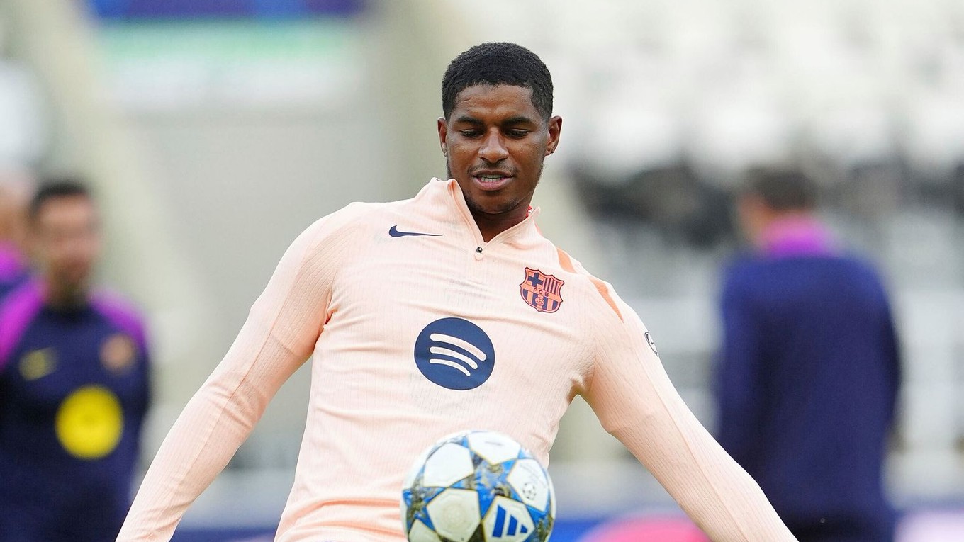 Marcus Rashford na tréningu Barcelony.