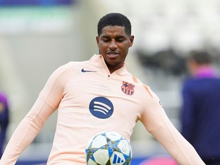 Marcus Rashford na tréningu Barcelony.