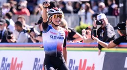 Slovenská cyklistka Viktória Chladoňová počas pretekov do 23 rokov na MS 2026.