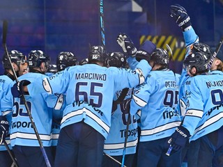 Radosť hráčov Slovan Bratislava. 