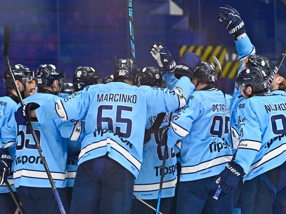 Radosť hráčov Slovan Bratislava. 