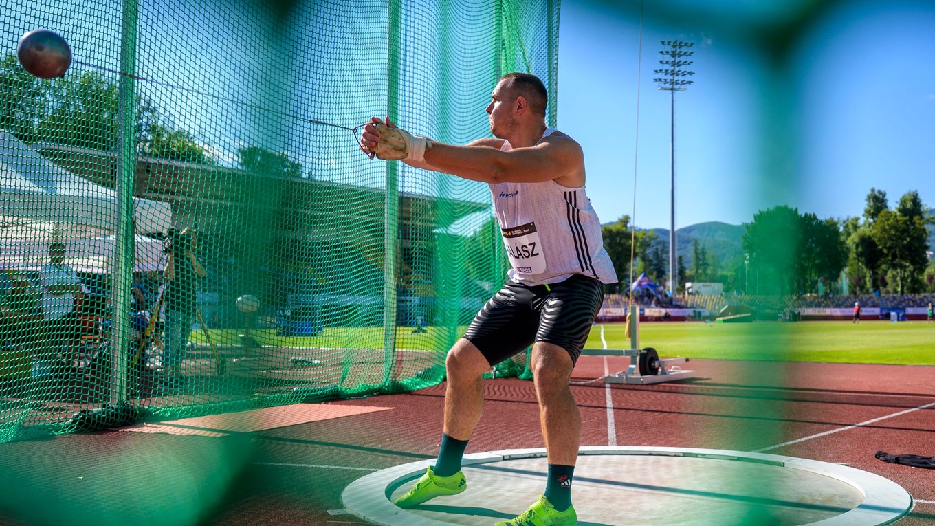 Maďarský reprezentant v hode kladivom Bence Halász počas 60. ročníka mítingu P-T-S. 