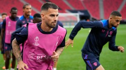 Hráči FC Sevilla na tréningu pred finálovým duelom Európskej ligy proti AS Rím. 