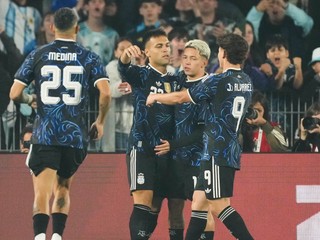Hráči Argentíny sa radujú z gólu