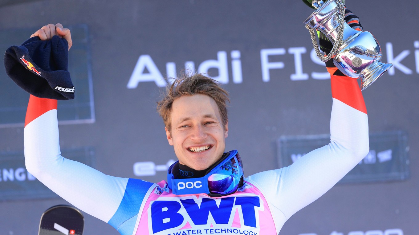 Radosť švajčiarskeho lyžiara Marca Odermatta. 