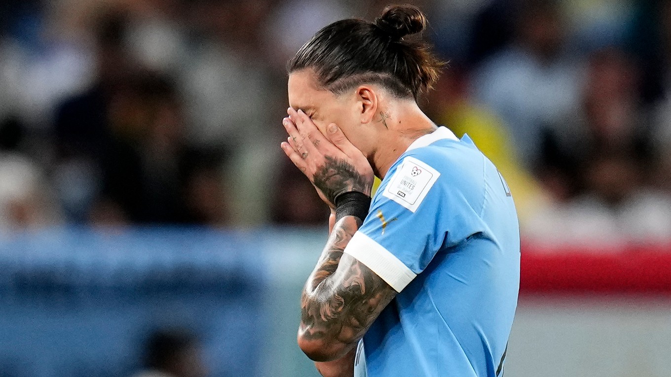 Sklamaný Darwin Nunez po zápase.