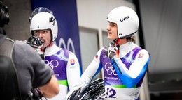 Slovenskí reprezentanti v sánkovaní Christián Bosman (vľavo) a Bruno Mick 