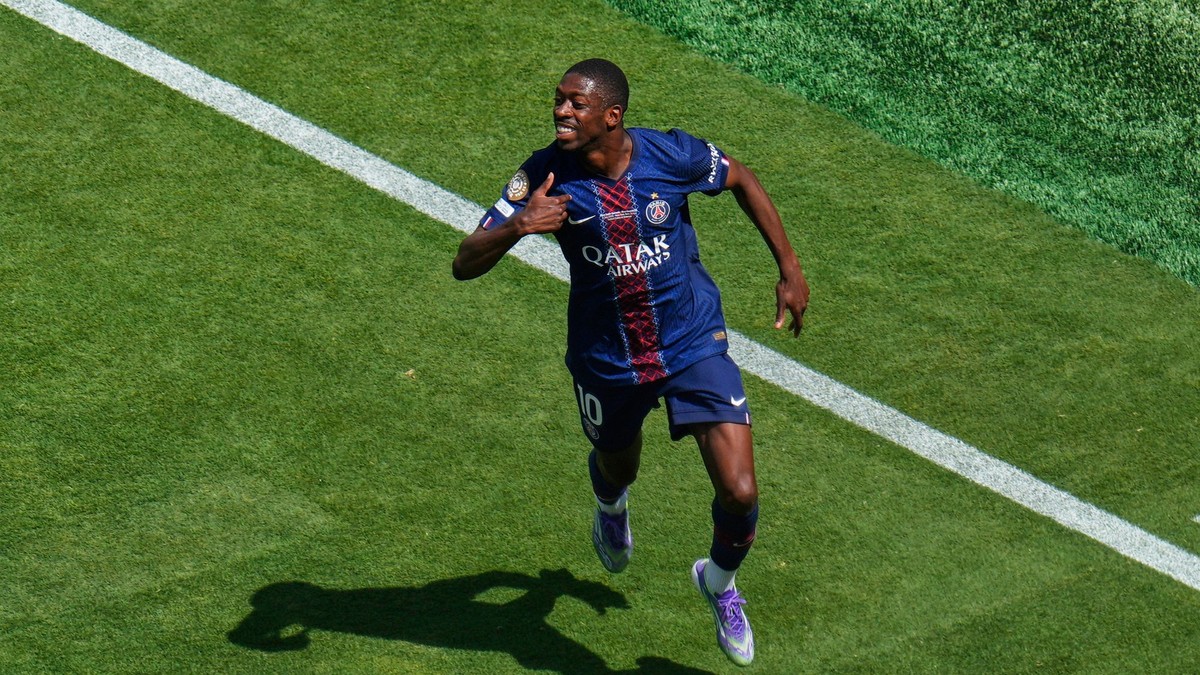 Ousmane Dembélé sa teší po strelenom góle v zápase Paríž St. Germain - Real Madrid v semifinále MS klubov FIFA 2025.