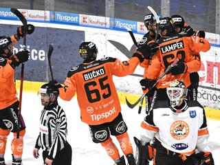 Gólová radosť hráčov Košíc počas zápasu 32. kola hokejovej Tipsport ligy HC Košice – HK Dukla Michalovce.