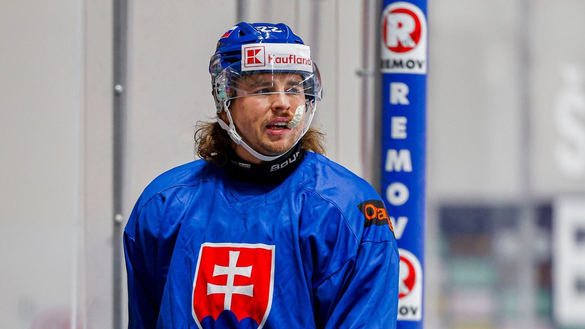 Kristián Pospíšil na tréningu slovenskej hokejovej reprezentácie. 