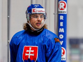 Kristián Pospíšil na tréningu slovenskej hokejovej reprezentácie. 