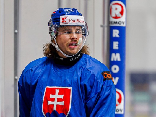 Kristián Pospíšil na tréningu slovenskej hokejovej reprezentácie. 