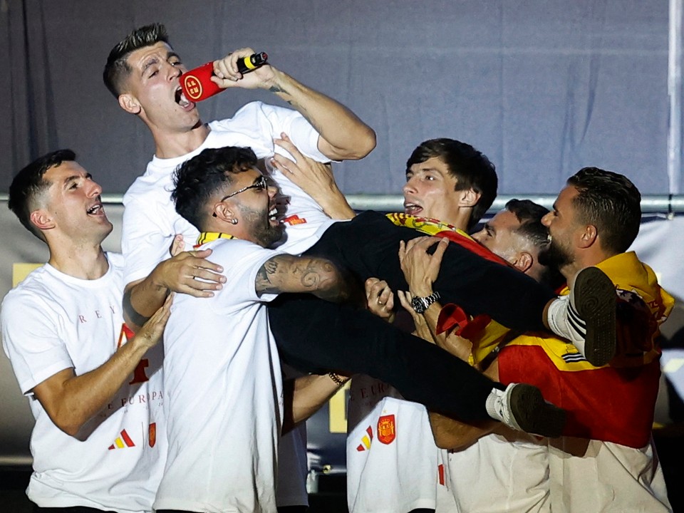 Oslavy španielskych futbalistov po zisku titulu na EURO 2024. 
