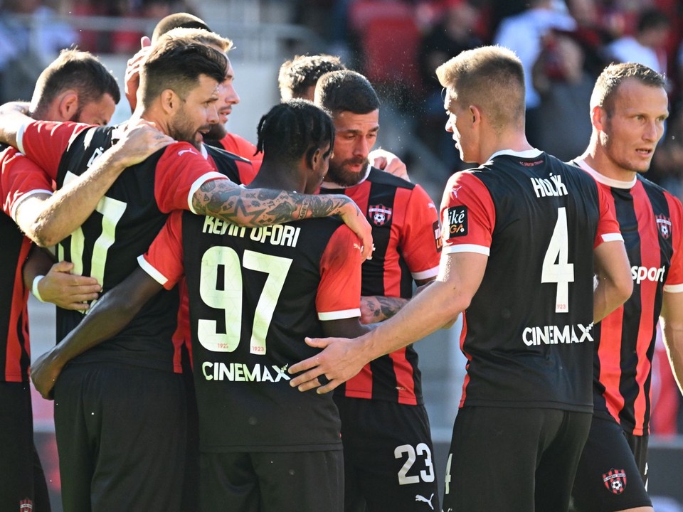 Radosť futbalistov z tímu FC Spartak Trnava.