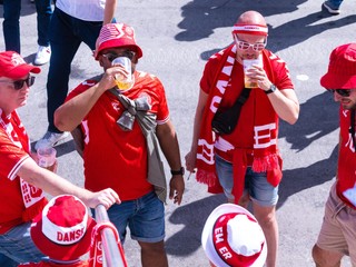 Dánski fanúšikovia na EURO 2024