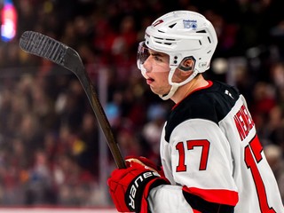 Šimon Nemec počas zápasu Montreal Canadiens - New Jersey Devils.