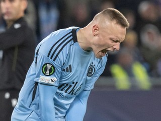 Emócie futbalistu Slovana Bratislava Nina Marcelliho v zápase proti Racingu Štrasburg.