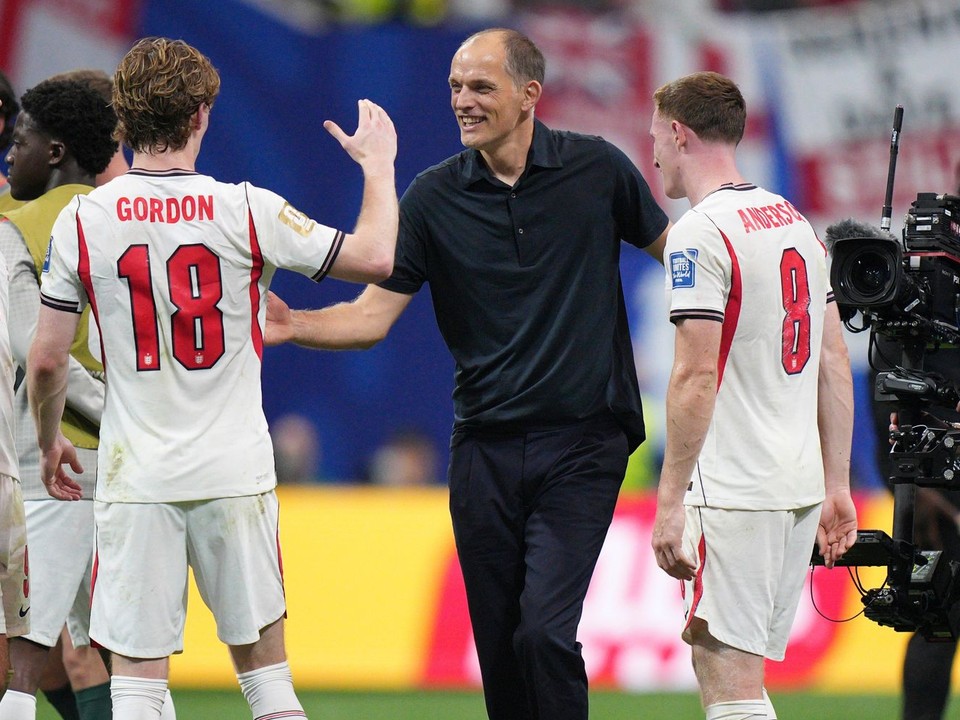Thomas Tuchel a hráči anglickej reprezentácie.