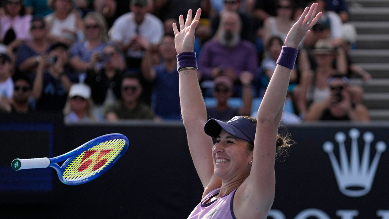 Belinda Benčičová po víťazstve v 1. kole Australian Open 2025.