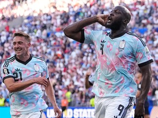 Romelu Lukaku oslavuje gól v zápase Belgicka s USA
