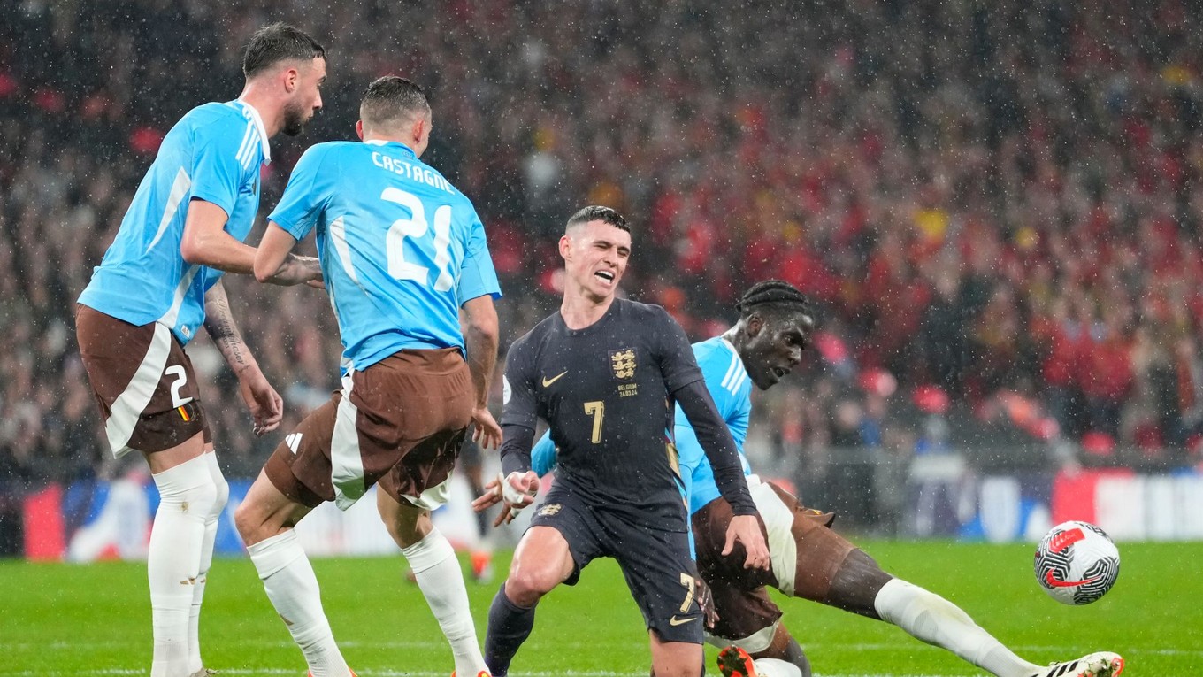 Fotka zo zápasu Anglicko - Belgicko.