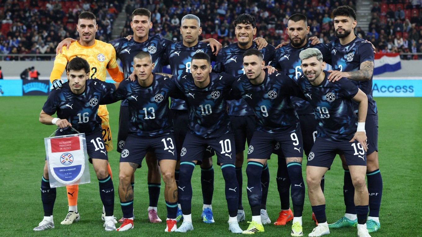 Spoločná tímová fotografia futbalistov Paraguaju. 