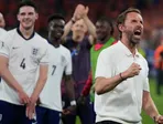 Tréner Gareth Southgate oslavuje víťazstvo v semifinále EURO 2024. 