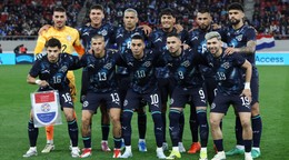 Spoločná tímová fotografia futbalistov Paraguaju. 