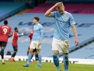 Kevin De Bruyne v zápase Manchester City - Manchester United.