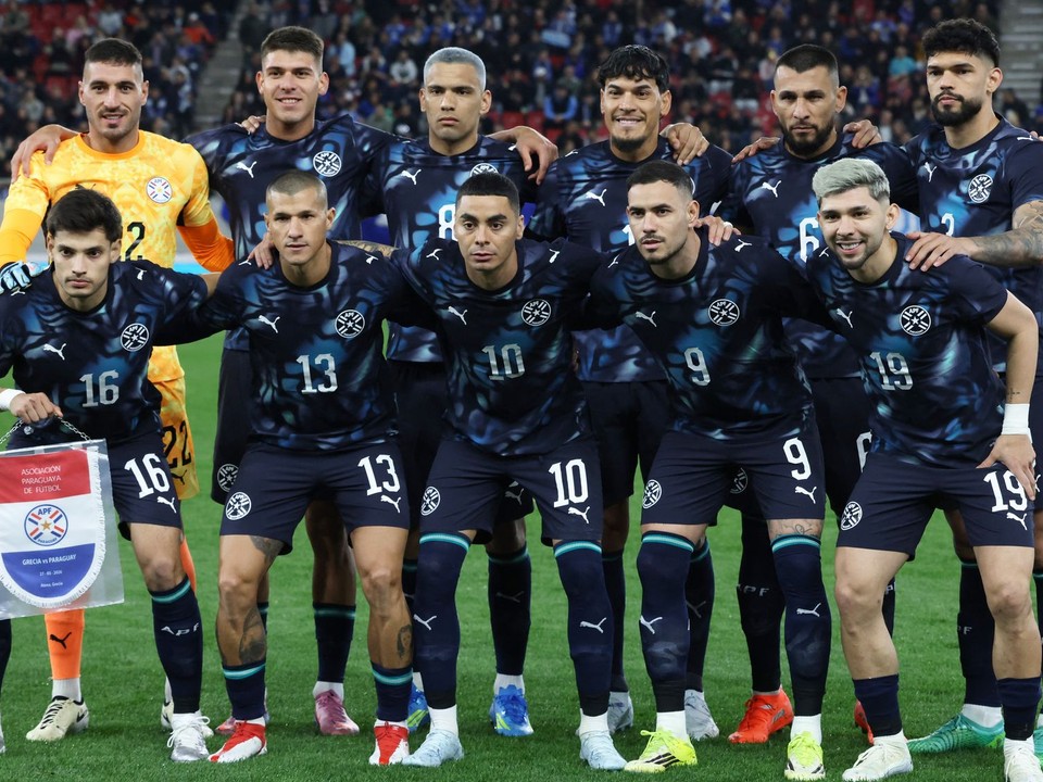 Spoločná tímová fotografia futbalistov Paraguaju. 